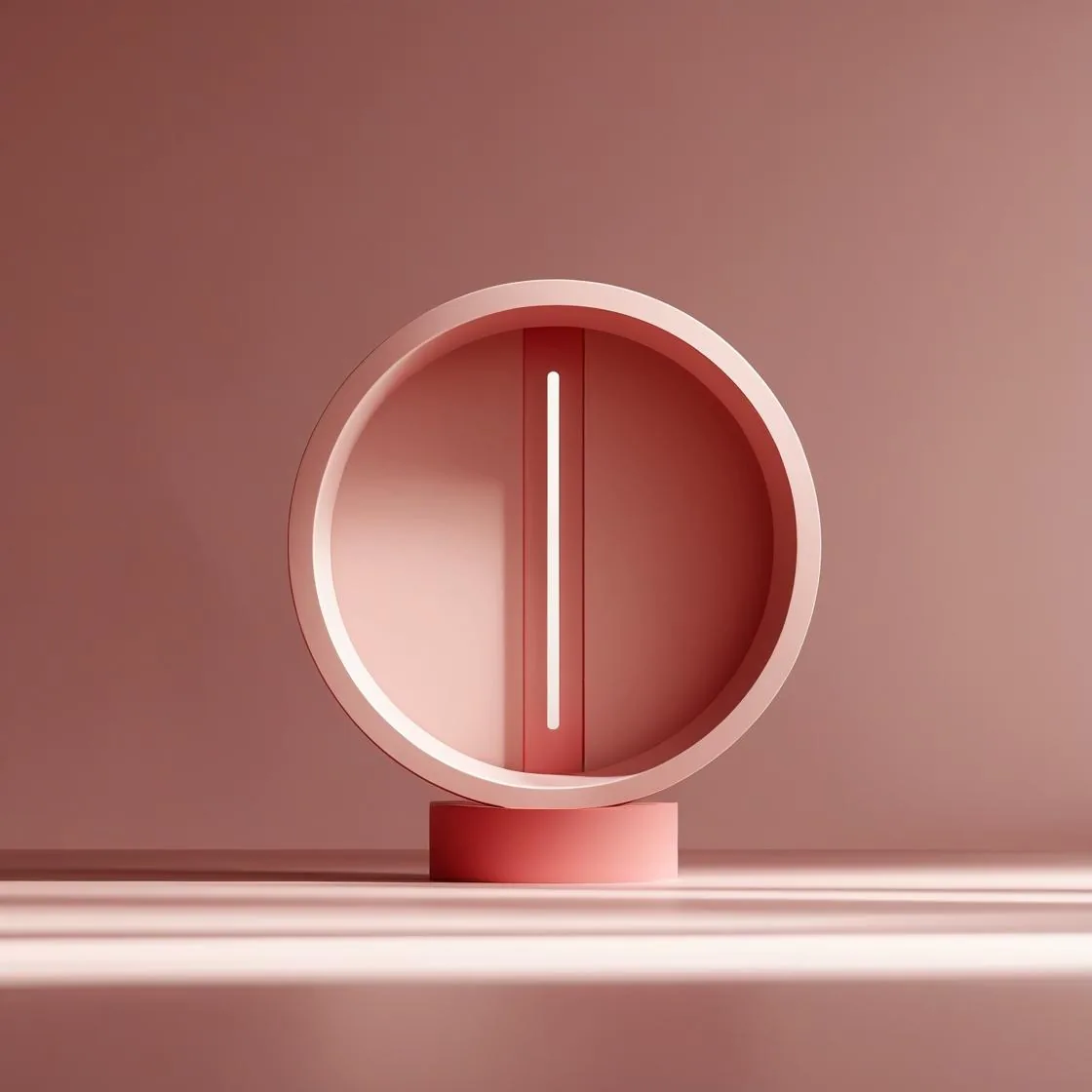 Circular object with a narrow vertical illuminated slit.