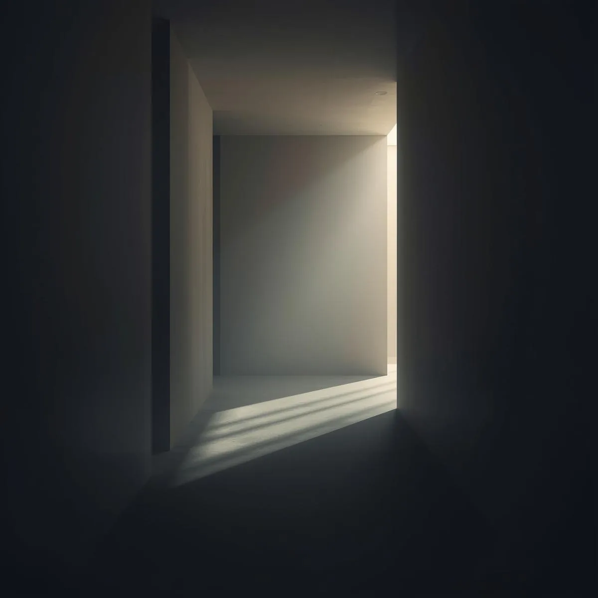 Dark threshold opening into a softly illuminated interior.