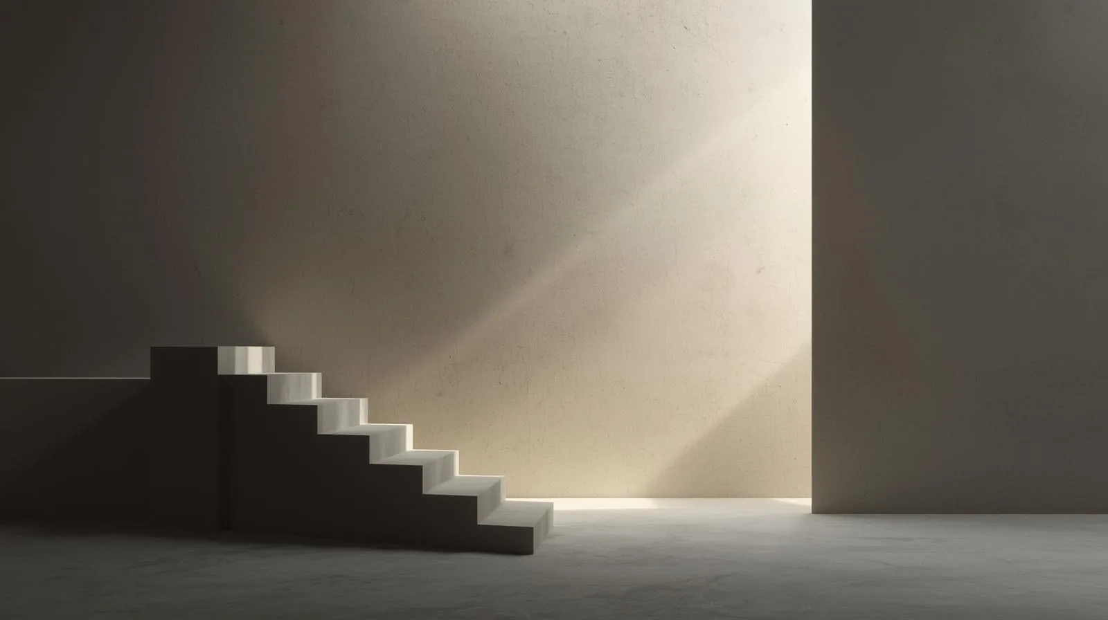Minimal stair volume against a light-washed wall.